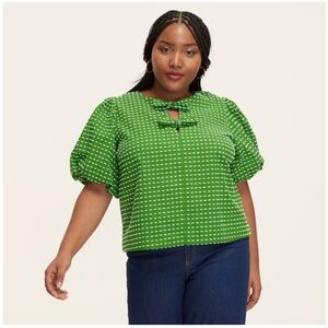 NWT Kate Spade New York x Target Textured Polka Dot Puff Short Sleeve Blouse